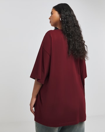 Burgundy Oversized Slouchy Crew Neck T-Shirt