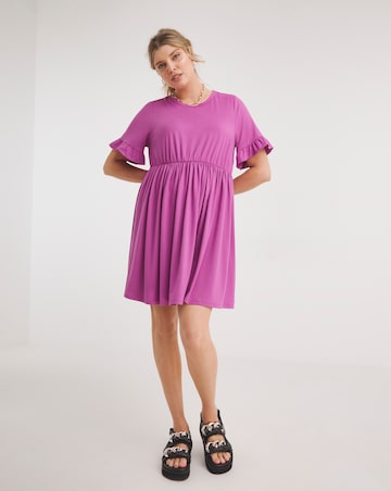 Purple Supersoft Jersey Frill Smock Dress