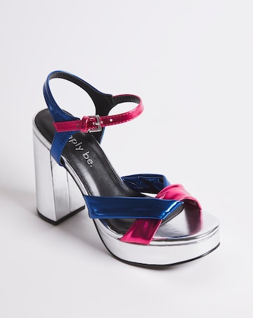 Anzio Metallic Colour Block Platform Sandals Ex Wide Fit