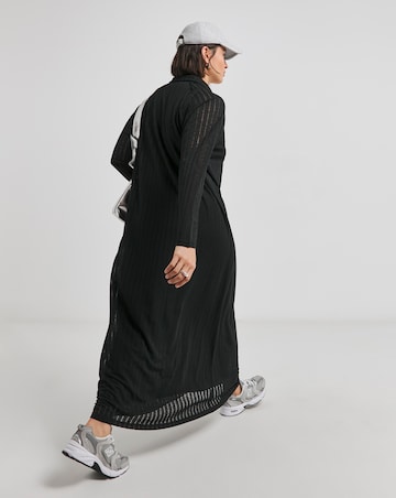Black Zip Front Sheer Maxi Dress