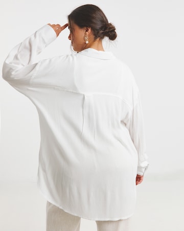White Long Sleeve Crinkle Shirt