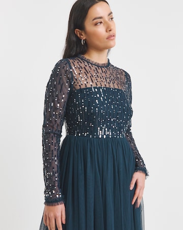 Maya Deluxe Tulle Linear Sequin Embellished Maxi