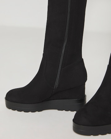 Leyner Stretch Wedge Knee High Boots Extra Wide EEE Fit Super Curvy Calf