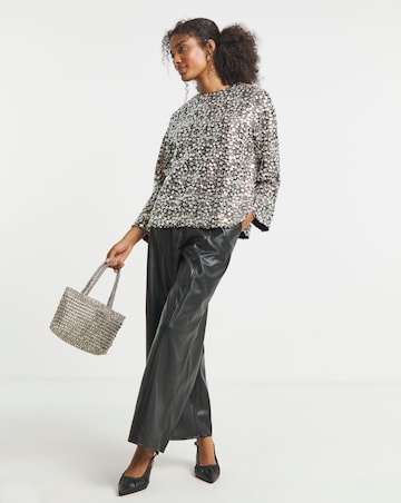 Joanna Hope Long Sleeve Beaded Top