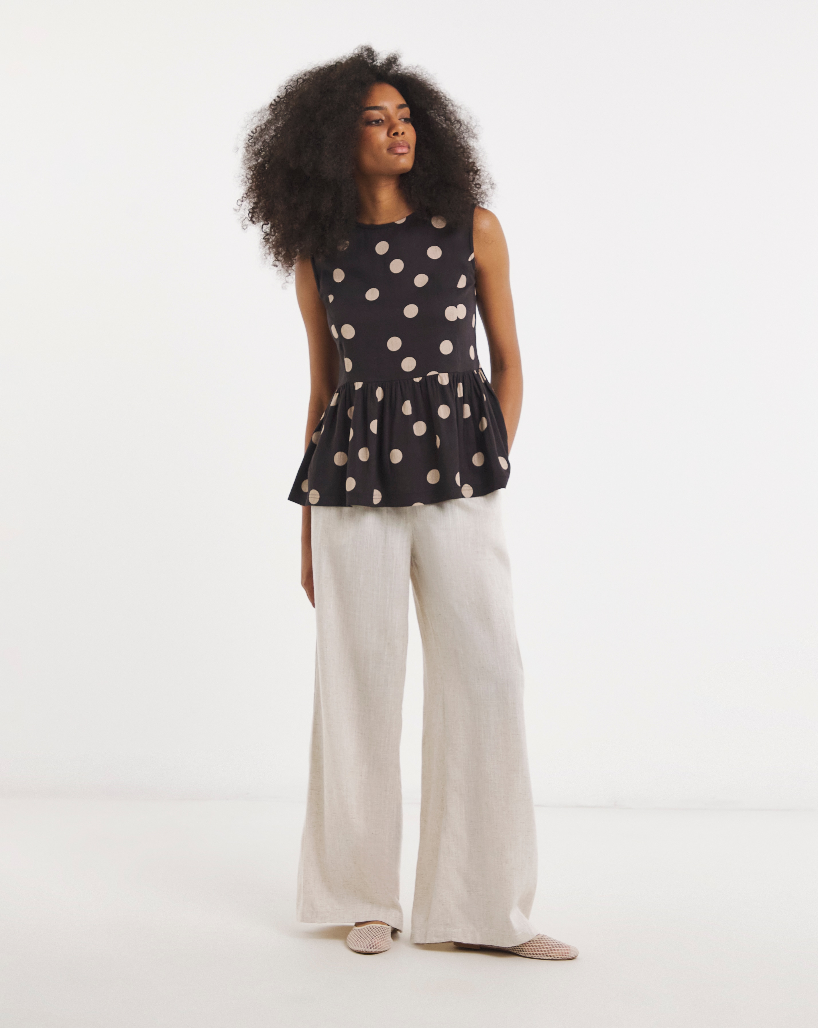 Simply Be Chocolate Spot Print Peplum Shell Top | Simply Be