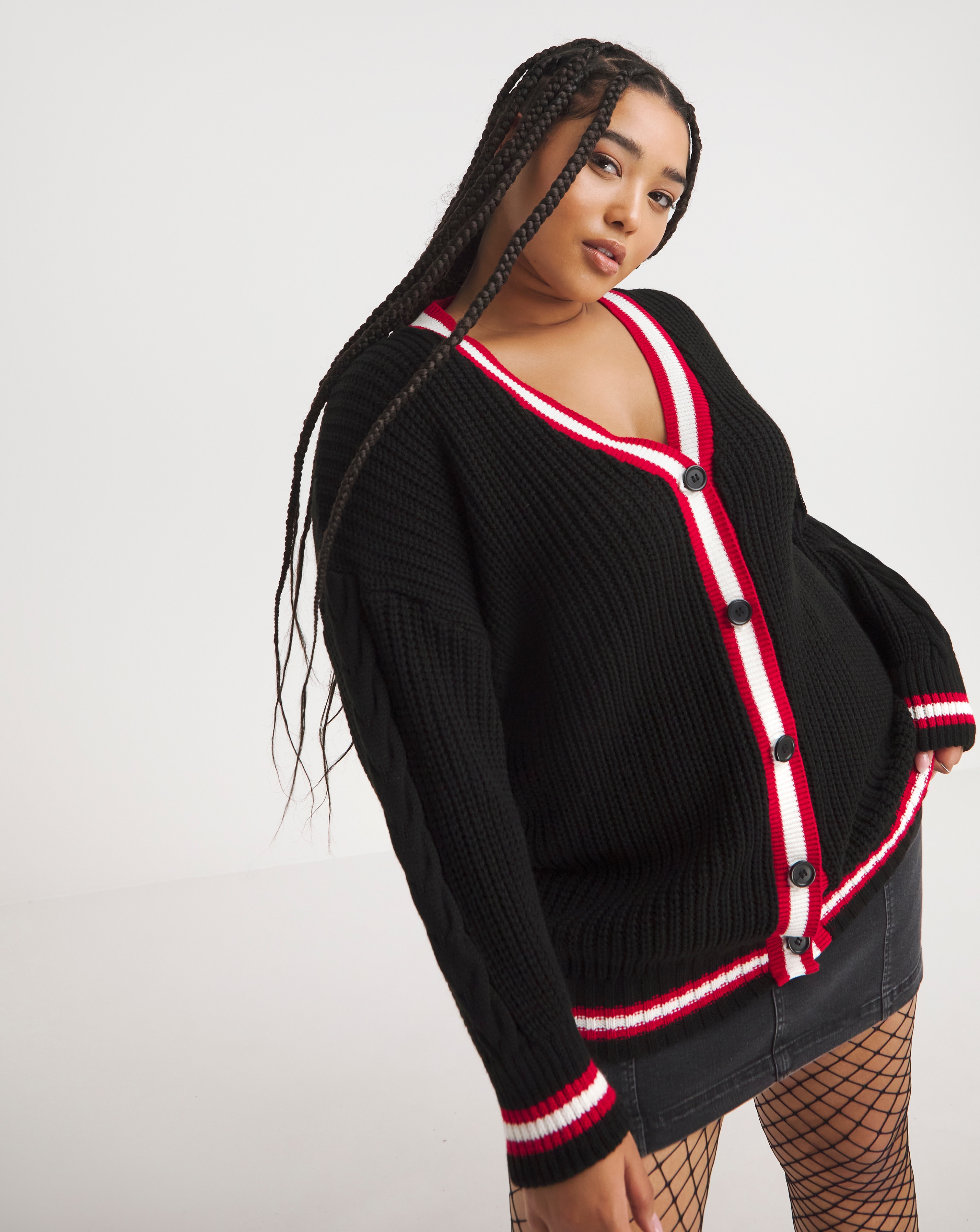 Tipped Boyfriend Cardigan Simply Be