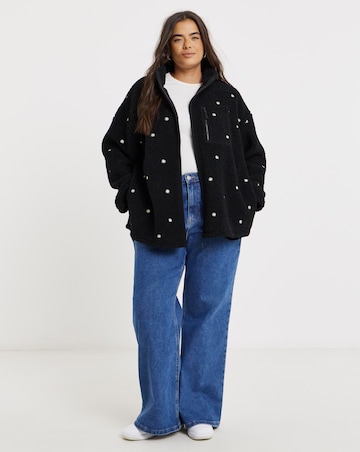 Black Embroidered Borg Sweatshirt