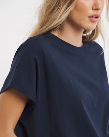 Navy Slouchy Dip Back Pure Cotton T-Shirt