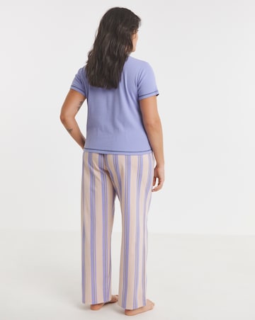 2 Pack Ribbed T Shirt Pyjama Sets