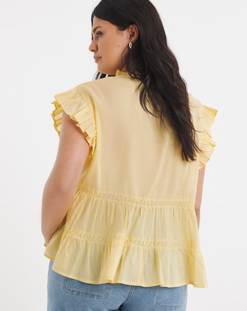 Yellow Cotton Tiered Blouse