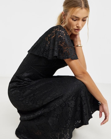 Joanna Hope Black Angel Sleeve Stretch Lace Midi Dress