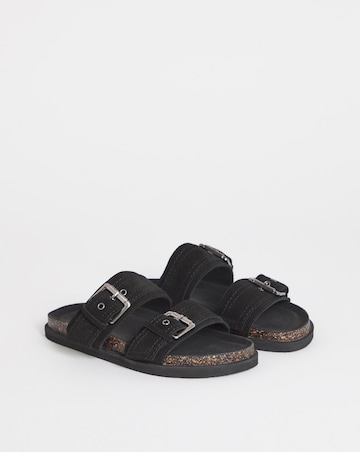 Chester Suede Two Strap Mule Sandals - Wide Fit (E)