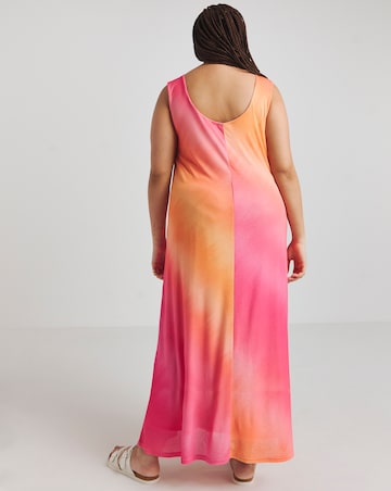 Simply Be Ombre Print Scoop Back Textured Mesh Maxi Dress