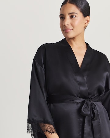 Ann Summers Cherryann Satin Lace Robe Black