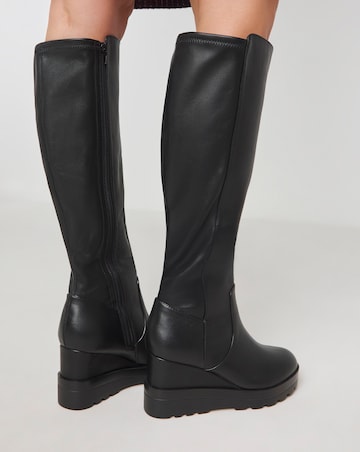 Leyner Stretch Wedge Boots Extra Wide EEE Fit Super Curvy Calf