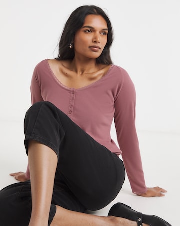 Simply Be Pink Lace Trim Top