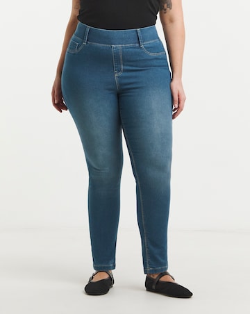 Mid Wash Stretch Slim Pull On Jeggings