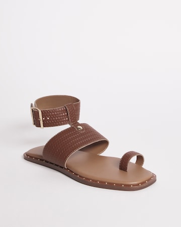 Leather Interweave Toe Ring Sandal - Wide Fit (E)