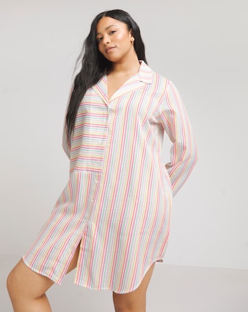 Stripe Button Through Nightshirt | Simply Be