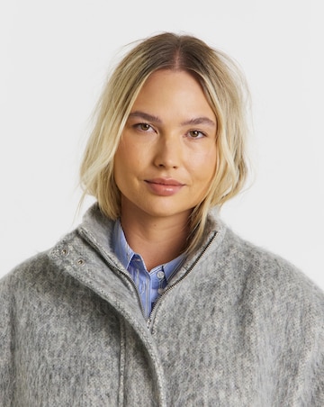 Simply Be Grey Brushed Faux Wool Funnel Neck Jacket