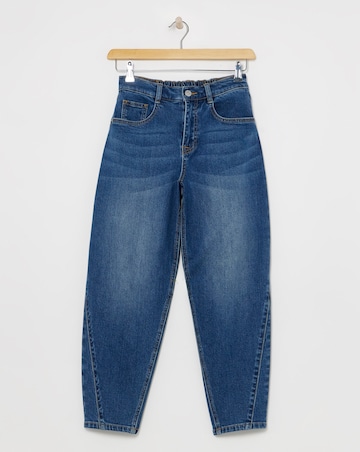 Mid Wash Cropped Barrel Jeans