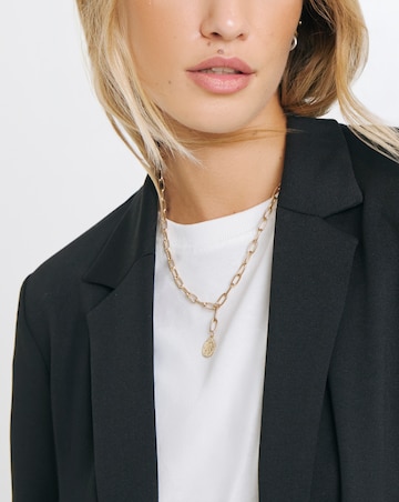 Black Stretch Ponte Jersey Relaxed Blazer
