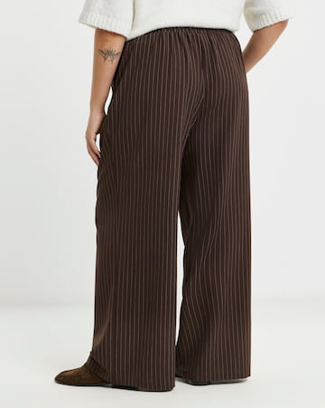 Pinstripe Drawstring Wide Leg Trousers
