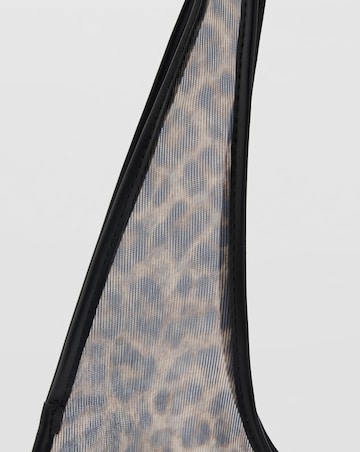 Mango Leopard Print Mesh Shoulder Bag