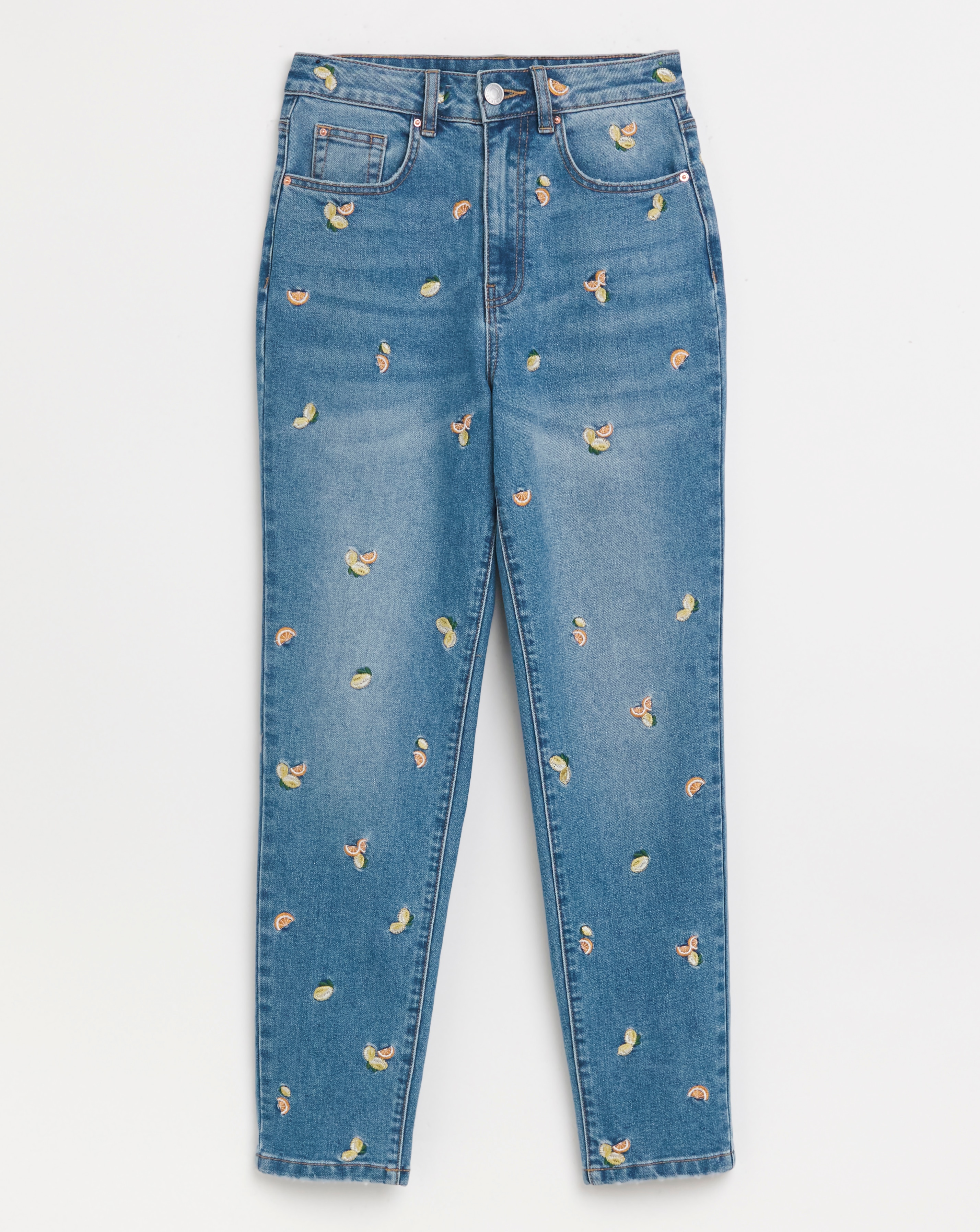 MOTHER Cotton blend jeans with embroidered monogram Unicorn