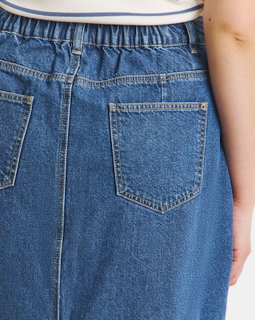 Mid Wash 100% Cotton Authentic Denim Midaxi Skirt