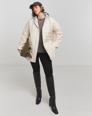 Stone Jersey Hooded Quilted Jacket