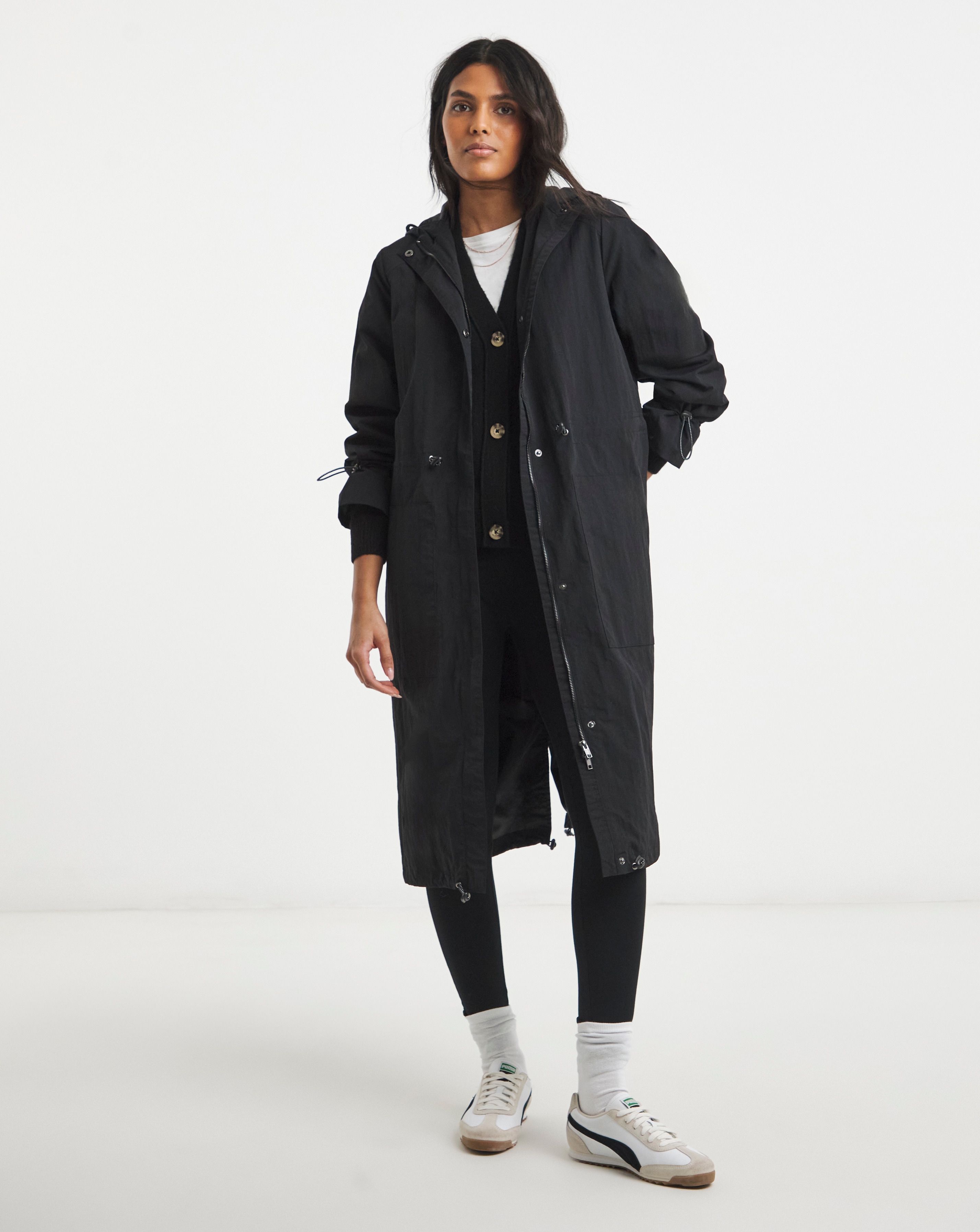 Black Longline Tech Parka | Simply Be