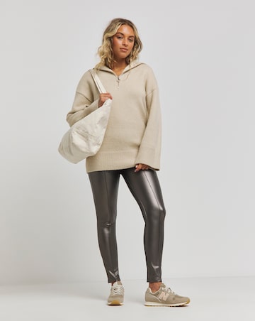 Seam Detail High Waist PU Leggings