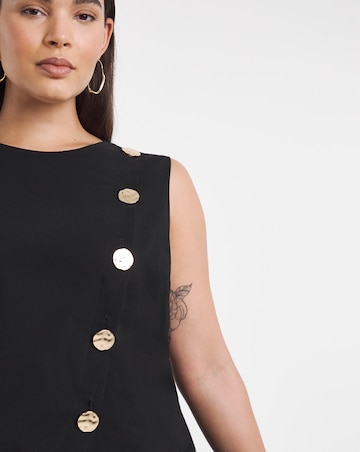 Black Bengaline 2 in 1 Waistcoat And Skirt Midi Dress