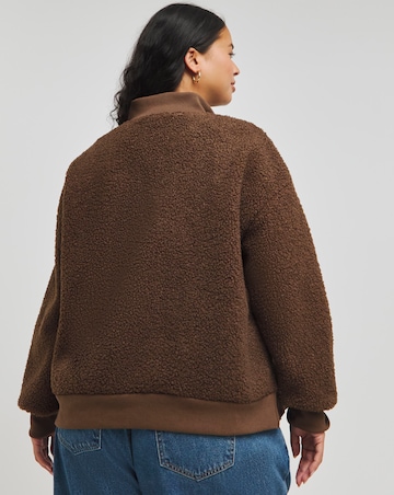 Chestnut Brown Teddy Zip Collar Sweatshirt