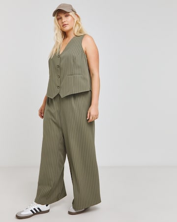Khaki Pinstripe Tailored Co-ord Waistcoat