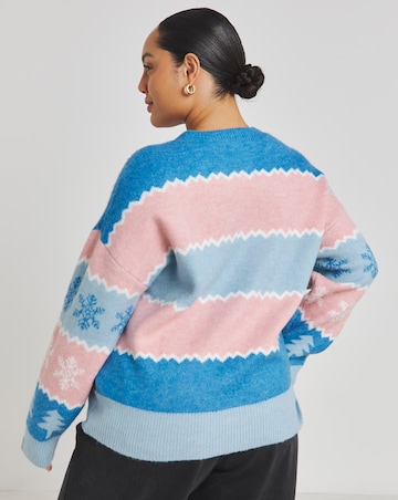 Blue And Pink Let It Snow Christmas Jumper
