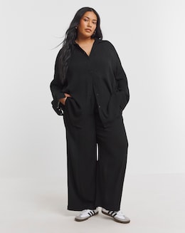 Simply Be Black Crinkle Shirt