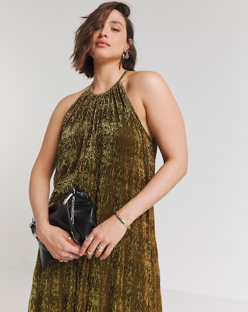 Bronze Foil Trapeze Maxi Dress