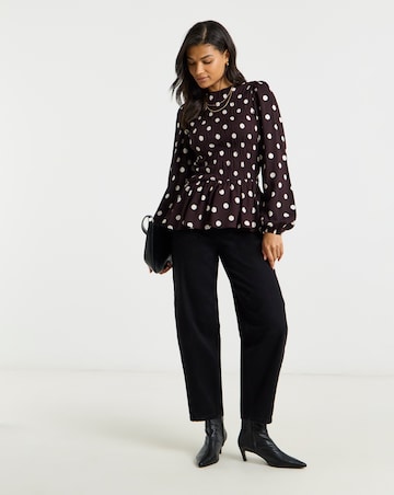 Shirred Long Sleeve Top