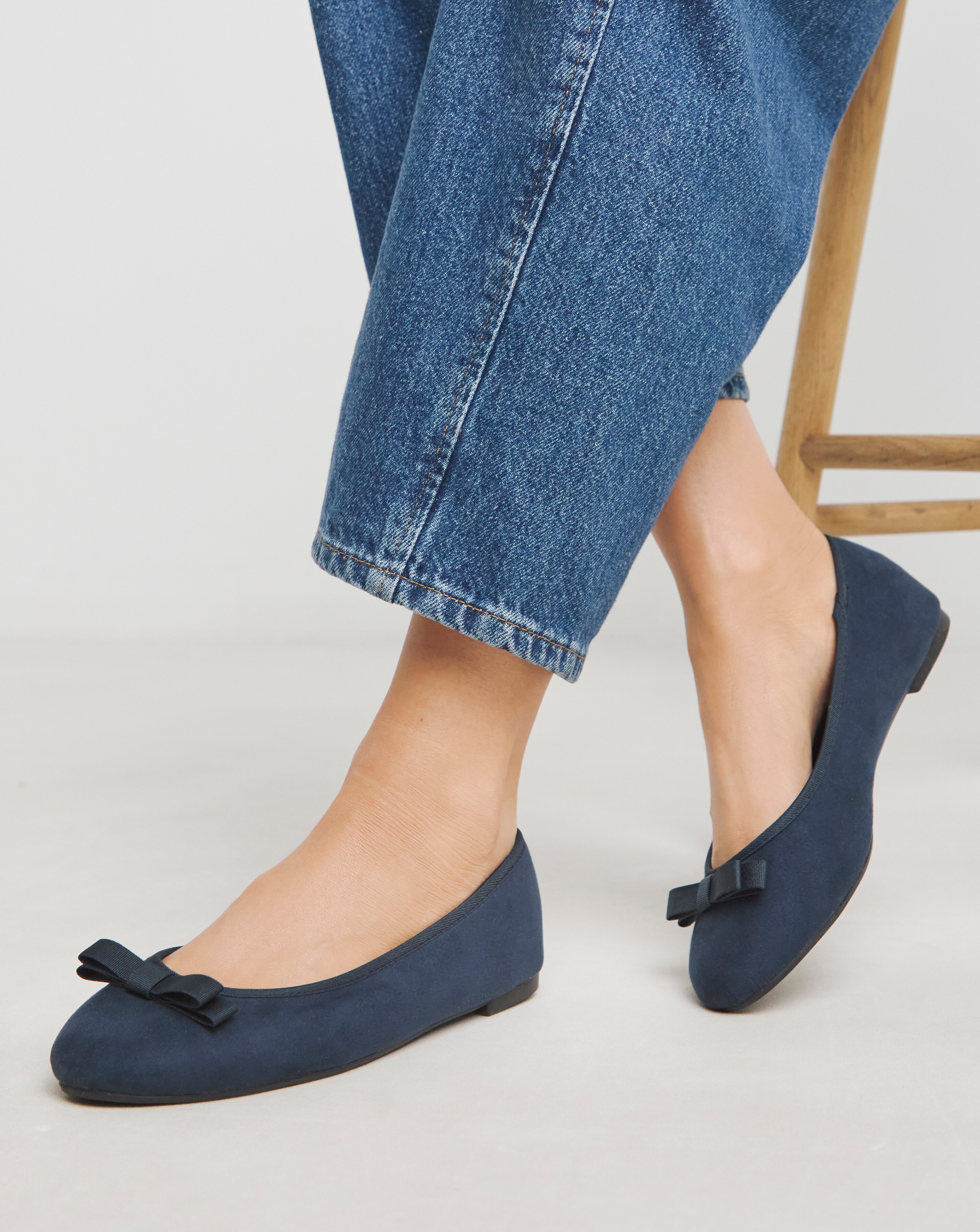 Simply Be Abundance Classic Bow Ballerina Shoes - Extra Wide Fit (EEE)