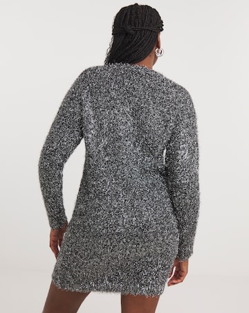 Gunmetal Tinsel Mini Jumper Dress