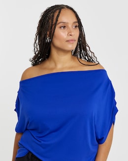 Cobalt Blue Soft Jersey Off The Shoulder Top