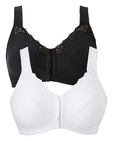 2 Pack Sarah White/Black Back Support Bras