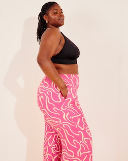 Pink Print Wide Leg Trousers