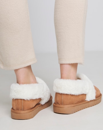 Alora Suede Warm Lined Full Back Slipper Wide E Fit