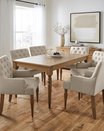 Margot Wooden Dining Table with 6 Mae Chairs