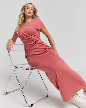 Simply Be Terracotta Twist Front Premium Jersey Dress