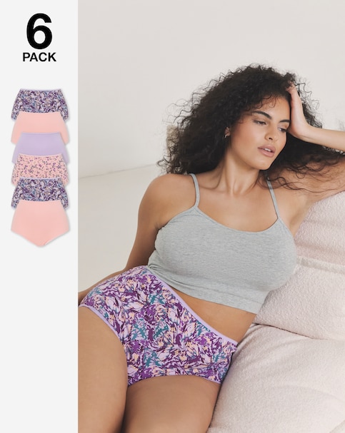 Pretty Secrets (6 Pack) Cotton Full Fit Brief Knickers