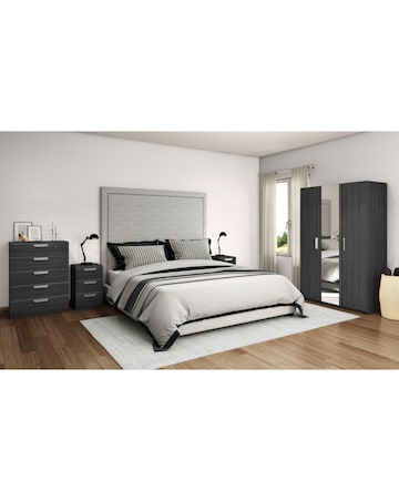 Lugo Assembled 4 Piece Bedroom Package (2xBedside, Wide Chest, 3 Door Wardrobe)